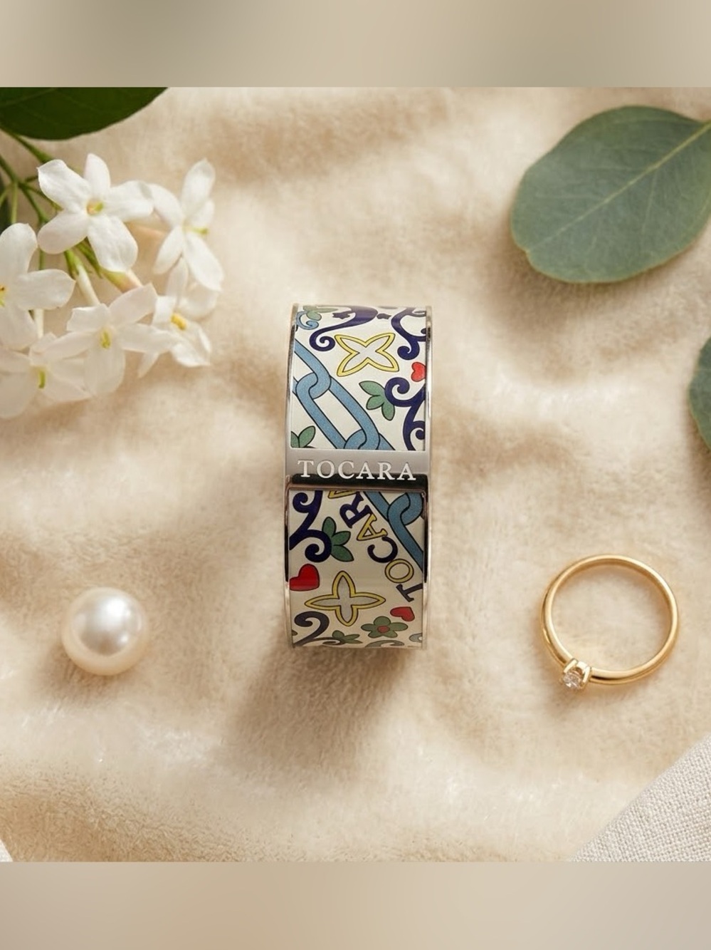 Tocara Colorful Printed Enamel Bangle Bracelet - Stainless Steel